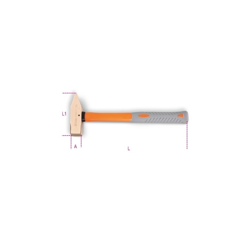 1370BA/PL 500 Martillo de mecánico tipo alemán, mangos de fibra, antichispa