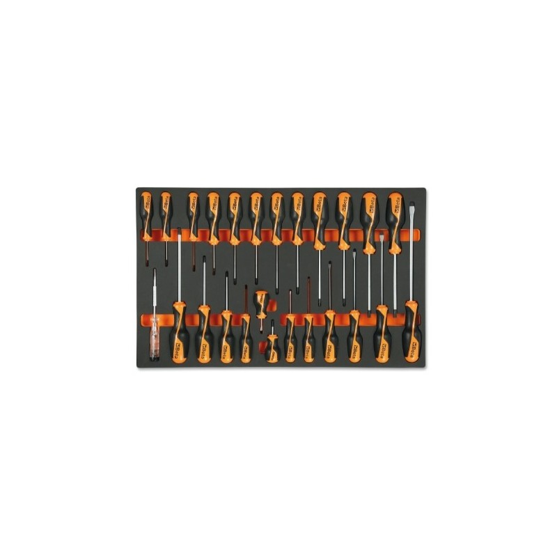 M195 Termoformado de espuma con destornilladores planos, Phillips&reg, y Torx&reg,, BetaGrip