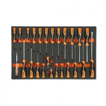 M195 Termoformado de espuma con destornilladores planos, Phillips&reg, y Torx&reg,, BetaGrip