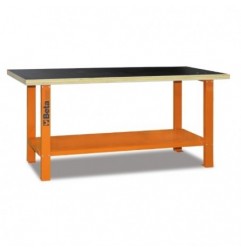 C56B-O Banco de trabajo con mesa de madera, naranja