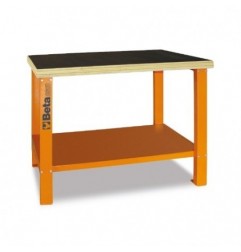 C58B-R Banco de trabajo con mesa de madera, rojo