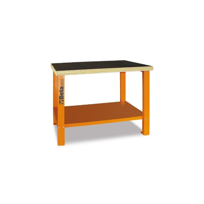 C58B-R Banco de trabajo con mesa de madera, rojo