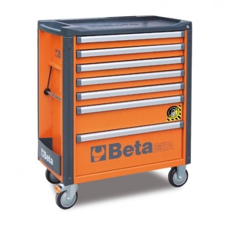C37A/7-G Cajonera móvil con 7 cajones con sistema antivuelco, gris