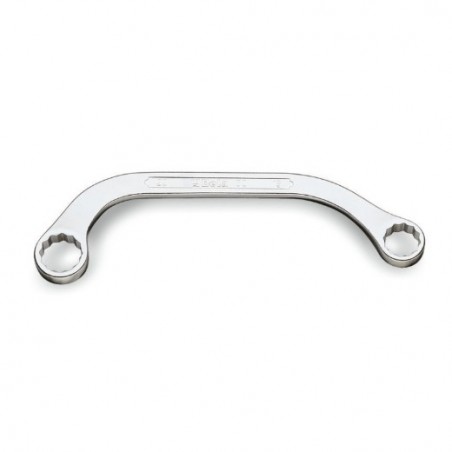 83AS 9/16X5/8 Llave poligonal de medialuna de dos bocas, cromada