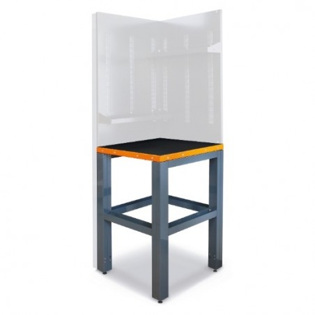 C55KAI-G Encimera de esquina angular 700x700 mm con patas para mobiliario para taller RSC55, gris