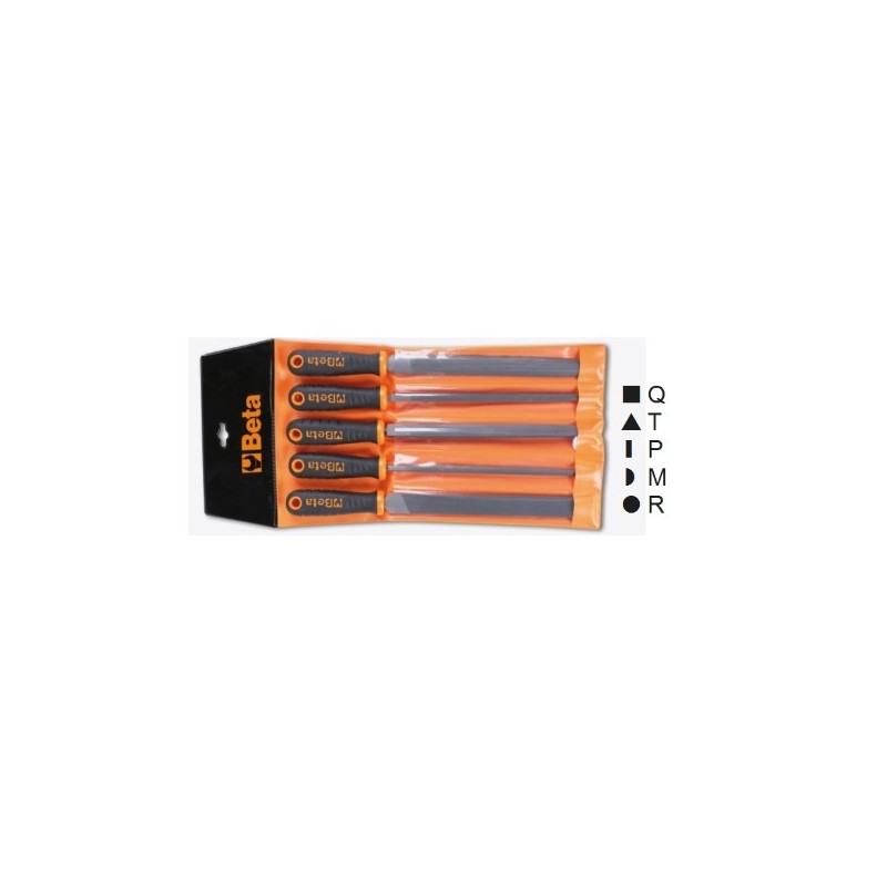 1719BMA8/B5 ​Juego de 5 limas de corte semidulce con mango, en sobre