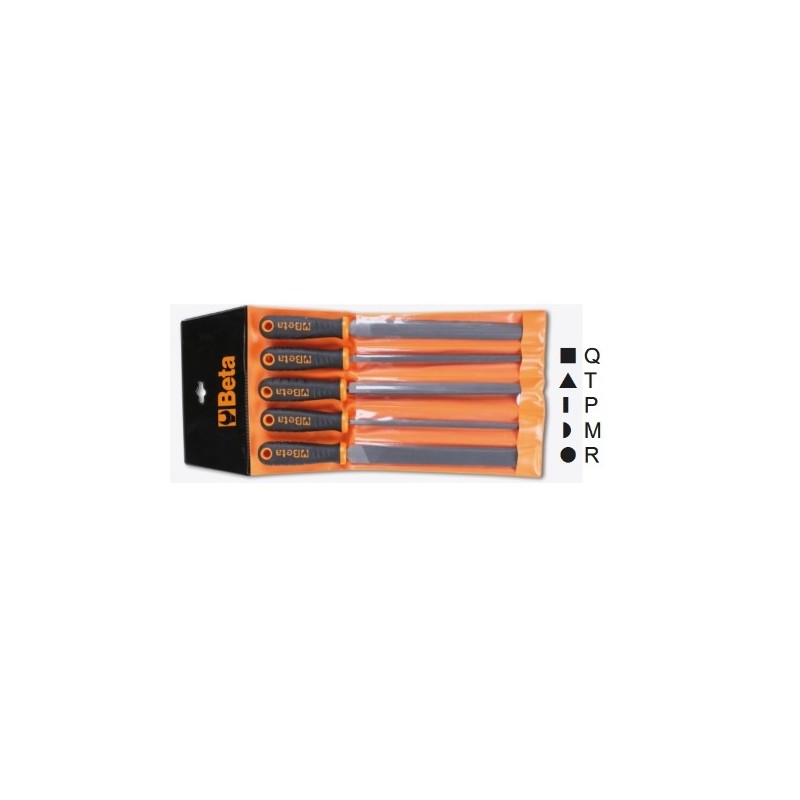 1719BMD10/B5 ​Juego de 5 limas de corte grueso con mango, en sobre