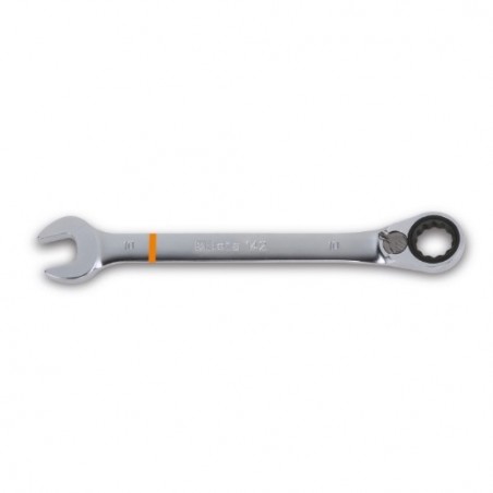142MC 10 Llave combinada con carraca reversible, de color, cromada