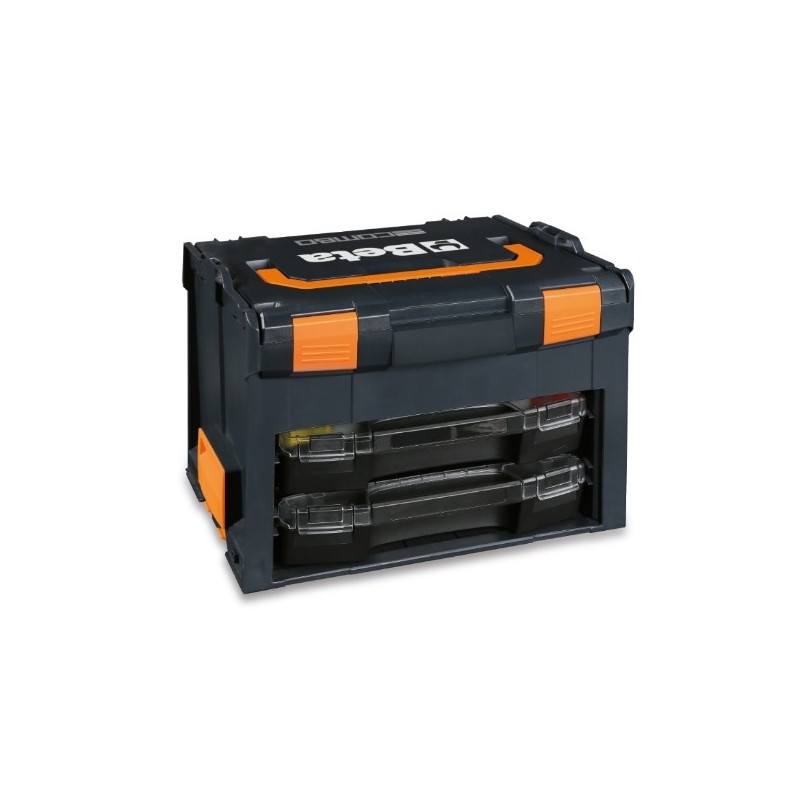 C99V3/2C ​Maletín portaherramientas COMBO en ABS, vacío, con 2 cajas portapiezas pequeñas transportables