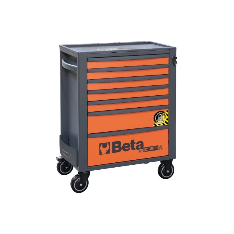 RSC24A/7-O Cajonera móvil con 7 cajones, con sistema antivuelco, naranja