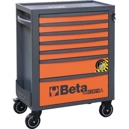 RSC24A/7-O Cajonera móvil con 7 cajones, con sistema antivuelco, naranja