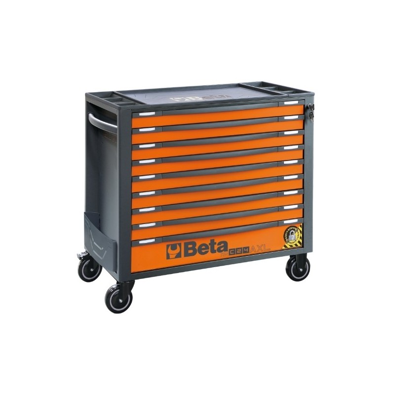 RSC24AXL/9-O Cajonera móvil con 9 cajones, con sistema antivuelco, modelo largo, naranja