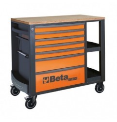 RSC24L/7-O Cajonera móvil con 7 cajones y estantes laterales, naranja