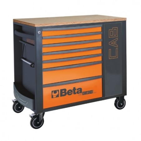 RSC24L-CAB/O Cajonera móvil con 7 cajones y armario portaobjetos, naranja