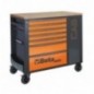 RSC24L-CAB/O Cajonera móvil con 7 cajones y armario portaobjetos, naranja