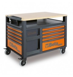 RSC28-O Carro SuperTank con mesa de trabajo y 10 cajones​, naranja