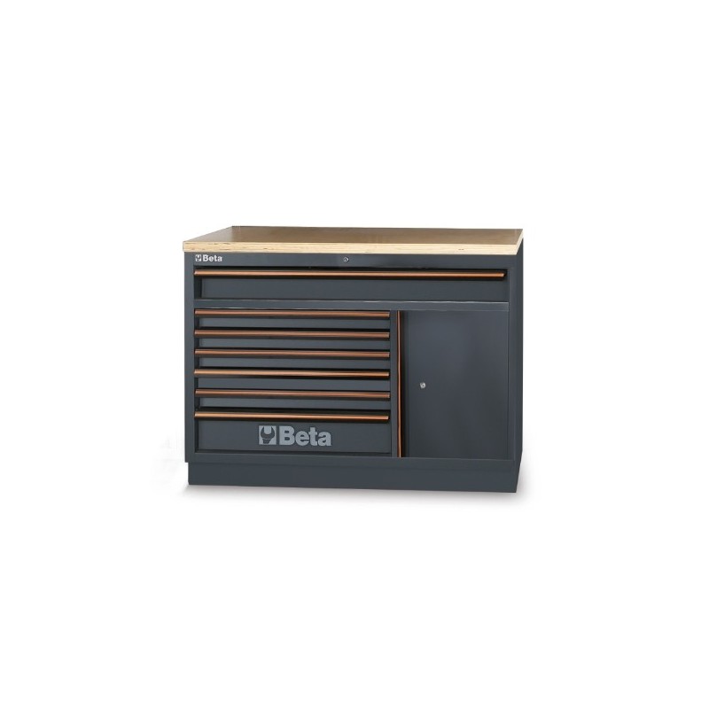 C45PRO M7A/W Cajonera fija con 7 cajones para mobiliario para taller C45PRO