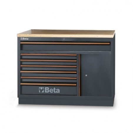 C45PRO M7A/W Cajonera fija con 7 cajones para mobiliario para taller C45PRO