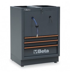 C45PRO ACT Cajonera fija con 3 cajones y 2 enrolladores integrados para mobiliario para taller C45PRO