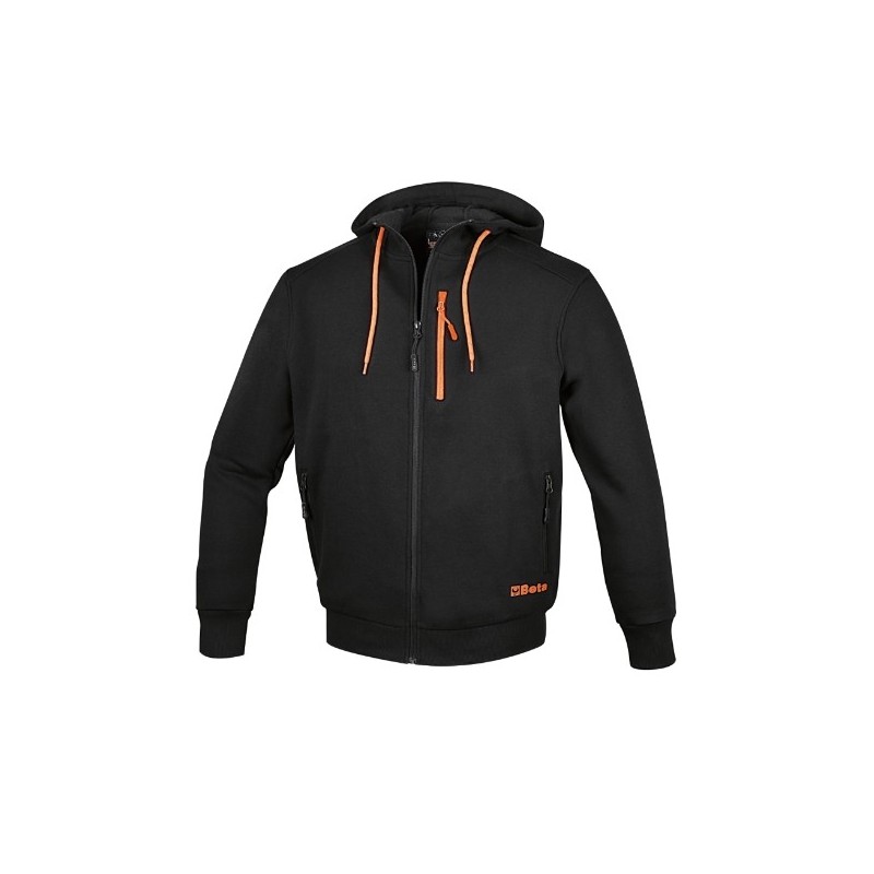 7665N L Sudadera con cremallera larga, con capucha