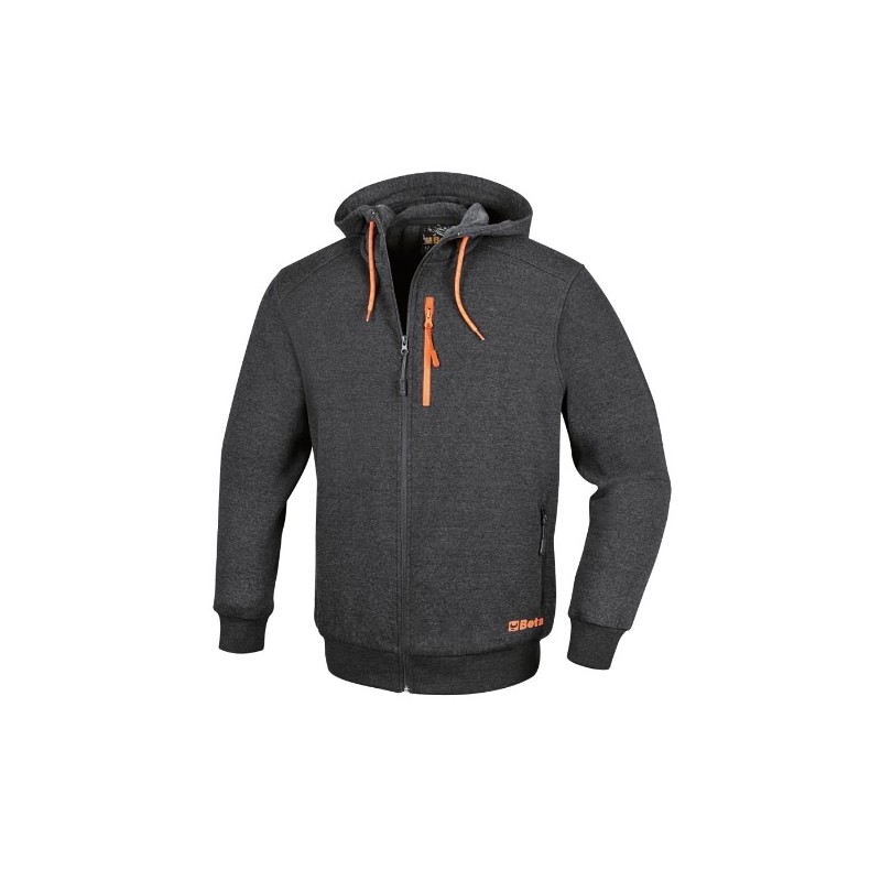 7665G L Sudadera con cremallera larga, con capucha