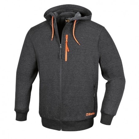 7665G L Sudadera con cremallera larga, con capucha