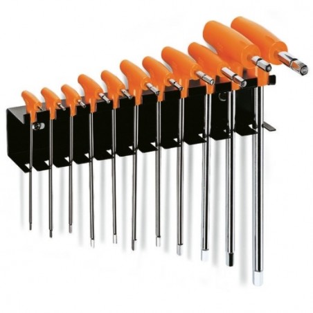 96T/SP11 Juego de 11 llaves Allen con mango en T, con soporte