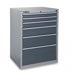 C35/6GM Cajonera fija industrial con 6 cajones, gris