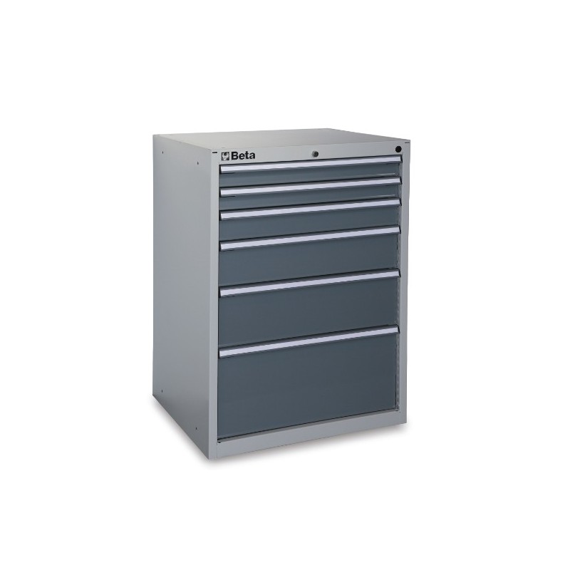 C35/6GM Cajonera fija industrial con 6 cajones, gris