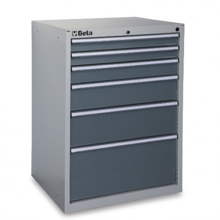 C35/6GM Cajonera fija industrial con 6 cajones, gris