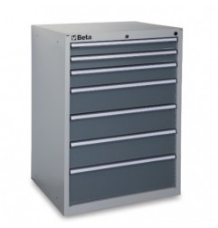 C35/7GM Cajonera fija industrial con 7 cajones, gris