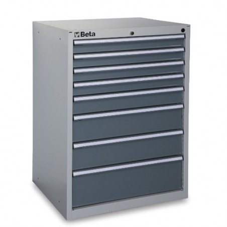 C35/8GM Cajonera fija industrial con 8 cajones, gris