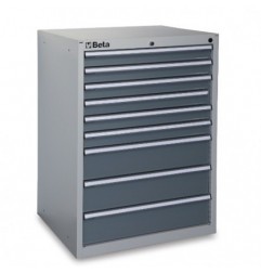 C35/9GM Cajonera fija industrial con 9 cajones, gris