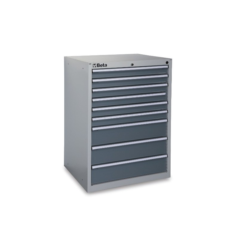 C35/9GM Cajonera fija industrial con 9 cajones, gris
