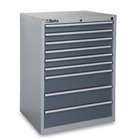 C35/9GM Cajonera fija industrial con 9 cajones, gris