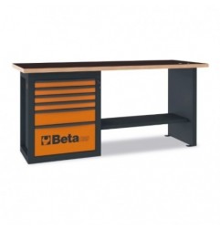 C59A-A Banco de trabajo con 1 cajonera de 6 cajones, gris antracita