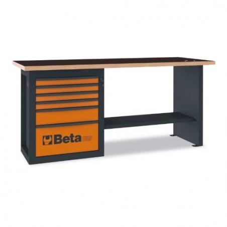C59A-A Banco de trabajo con 1 cajonera de 6 cajones, gris antracita