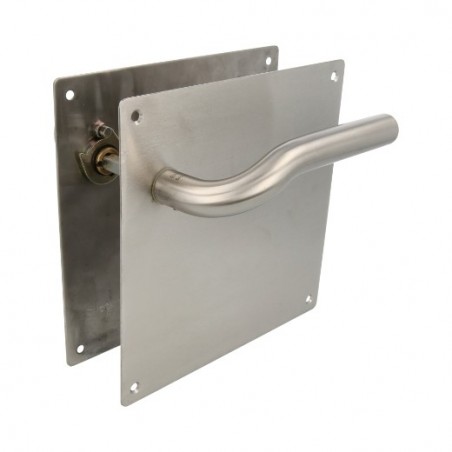 AMIG 10437  
 Manilla con placa 20C  
 180 x 180 mm  
 Acero inoxidable 18/8  
 Mate