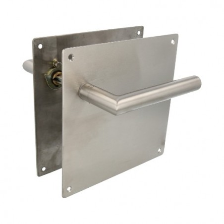 AMIG 10439  
 Manilla con placa 7C  
 180 x 180 mm  
 Acero inoxidable 18/8  
 Mate