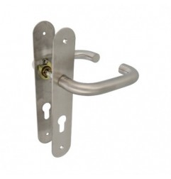 AMIG 10442  
 Manilla con placa 3LB  
 139 x Ø19 mm  
 Acero inoxidable 18/8  
 Mate