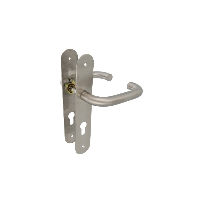 AMIG 10442  
 Manilla con placa 3LB  
 139 x Ø19 mm  
 Acero inoxidable 18/8  
 Mate