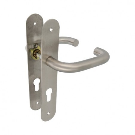AMIG 10442  
 Manilla con placa 3LB  
 139 x Ø19 mm  
 Acero inoxidable 18/8  
 Mate