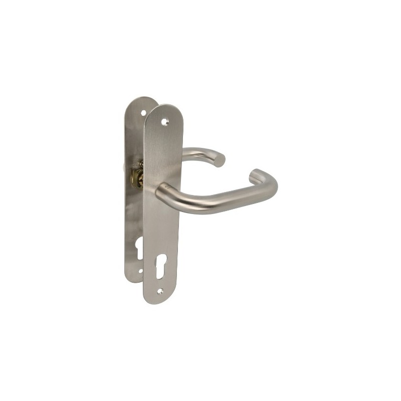 AMIG 10444  
 Manilla con placa 3LB  
 139 x Ø19 mm  
 Acero inoxidable 18/8  
 Mate