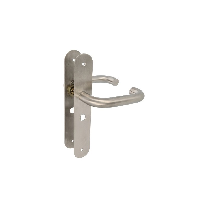 AMIG 10445  
 Manilla con placa 3LW  
 139 x Ø19 mm  
 Acero inoxidable 18/8  
 Mate