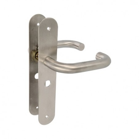 AMIG 10445  
 Manilla con placa 3LW  
 139 x Ø19 mm  
 Acero inoxidable 18/8  
 Mate