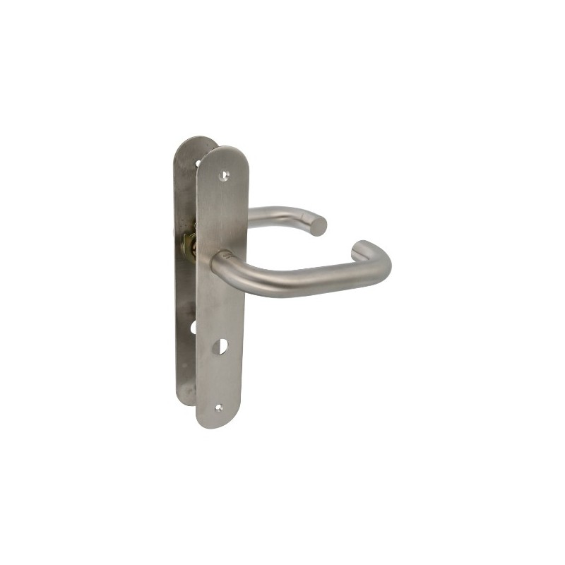 AMIG 10446  
 Manilla con placa 3LW  
 139 x Ø19 mm  
 Acero inoxidable 18/8  
 Mate