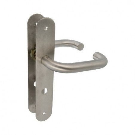 AMIG 10446  
 Manilla con placa 3LW  
 139 x Ø19 mm  
 Acero inoxidable 18/8  
 Mate