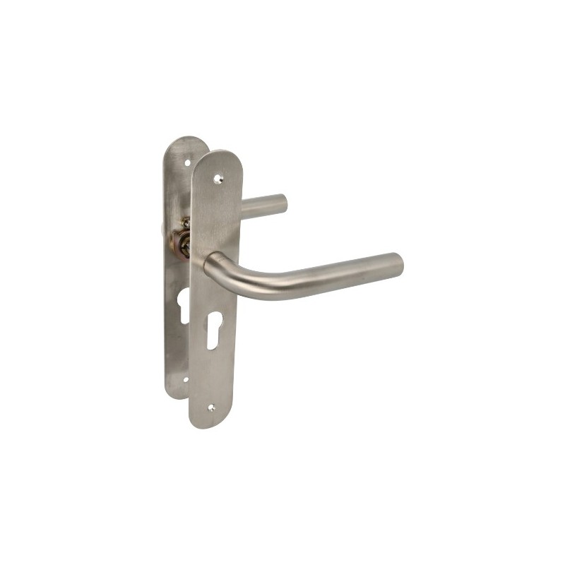 AMIG 10448  
 Manilla con placa 4LB  
 230 x 40 mm  
 Acero inoxidable 18/8  
 Mate