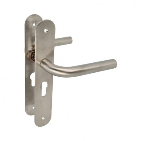 AMIG 10448  
 Manilla con placa 4LB  
 230 x 40 mm  
 Acero inoxidable 18/8  
 Mate
