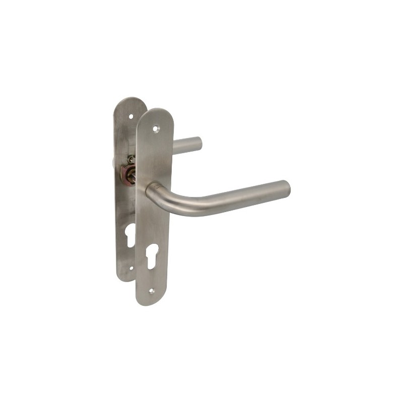 AMIG 10450  
 Manilla con placa 4LB  
 230 x 40 mm  
 Acero inoxidable 18/8  
 Mate